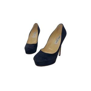 JIMMY CHOO Cosmic Navy Suede Platform Pumps - Sz. 36.5